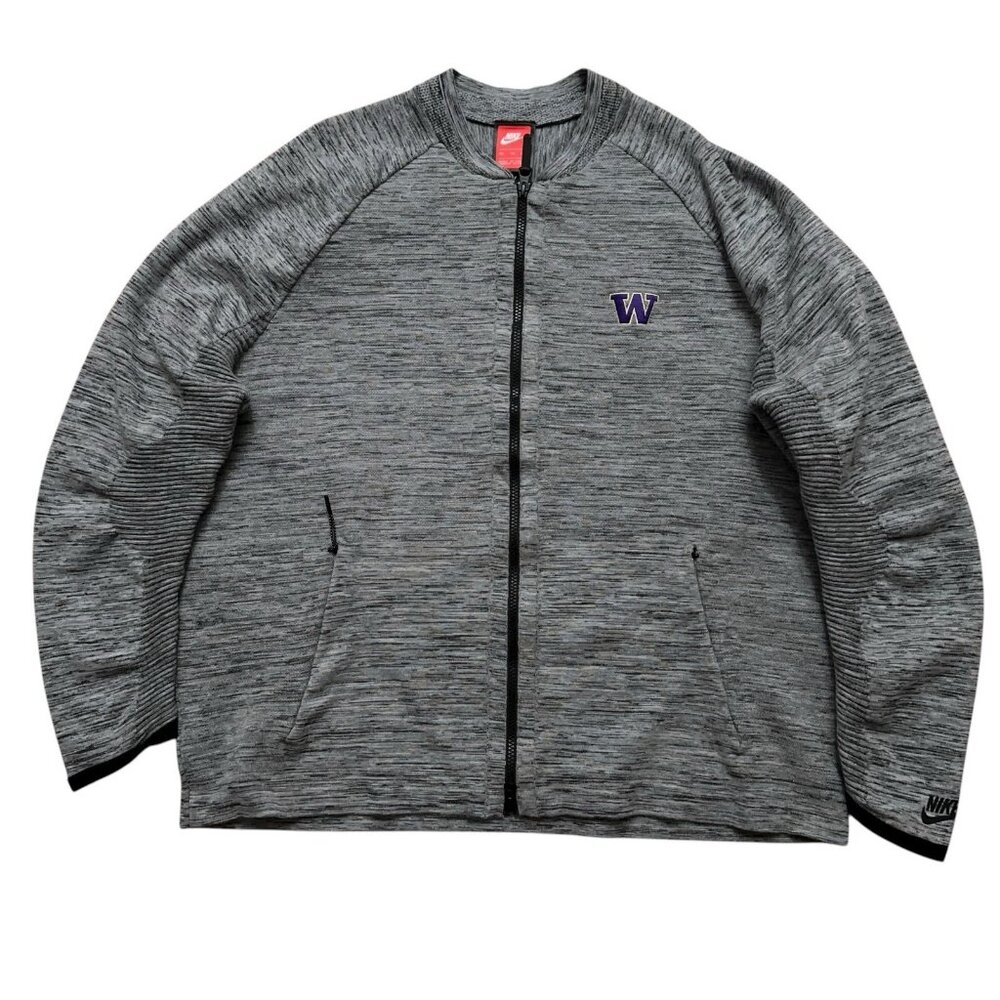 Nike Tech Pack Knit Jacket Mens 2XL Washington Huskies NCAA Full-Zip Gray